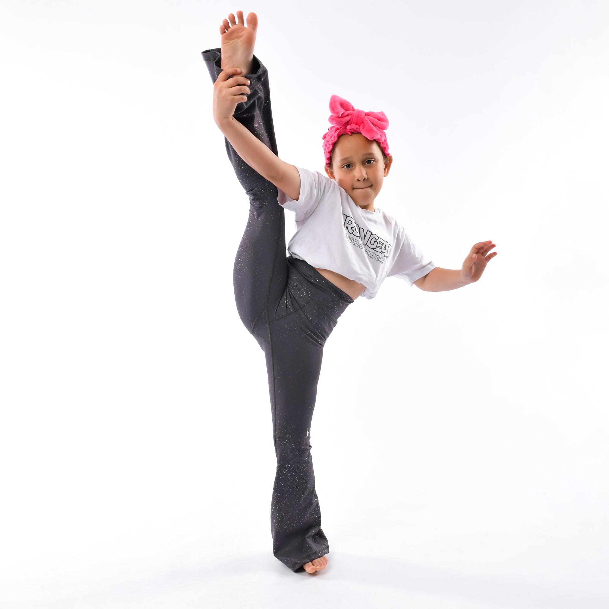 Glitzernde Leggings mit kleiner Schlaghose 