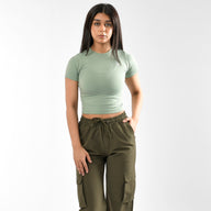 Strick Rundhals Kurzarm