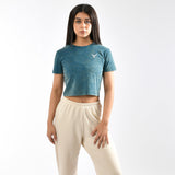 Kurzes Top mit Batikmuster und Stone Wash