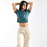 Kurzes Top mit Batikmuster und Stone Wash