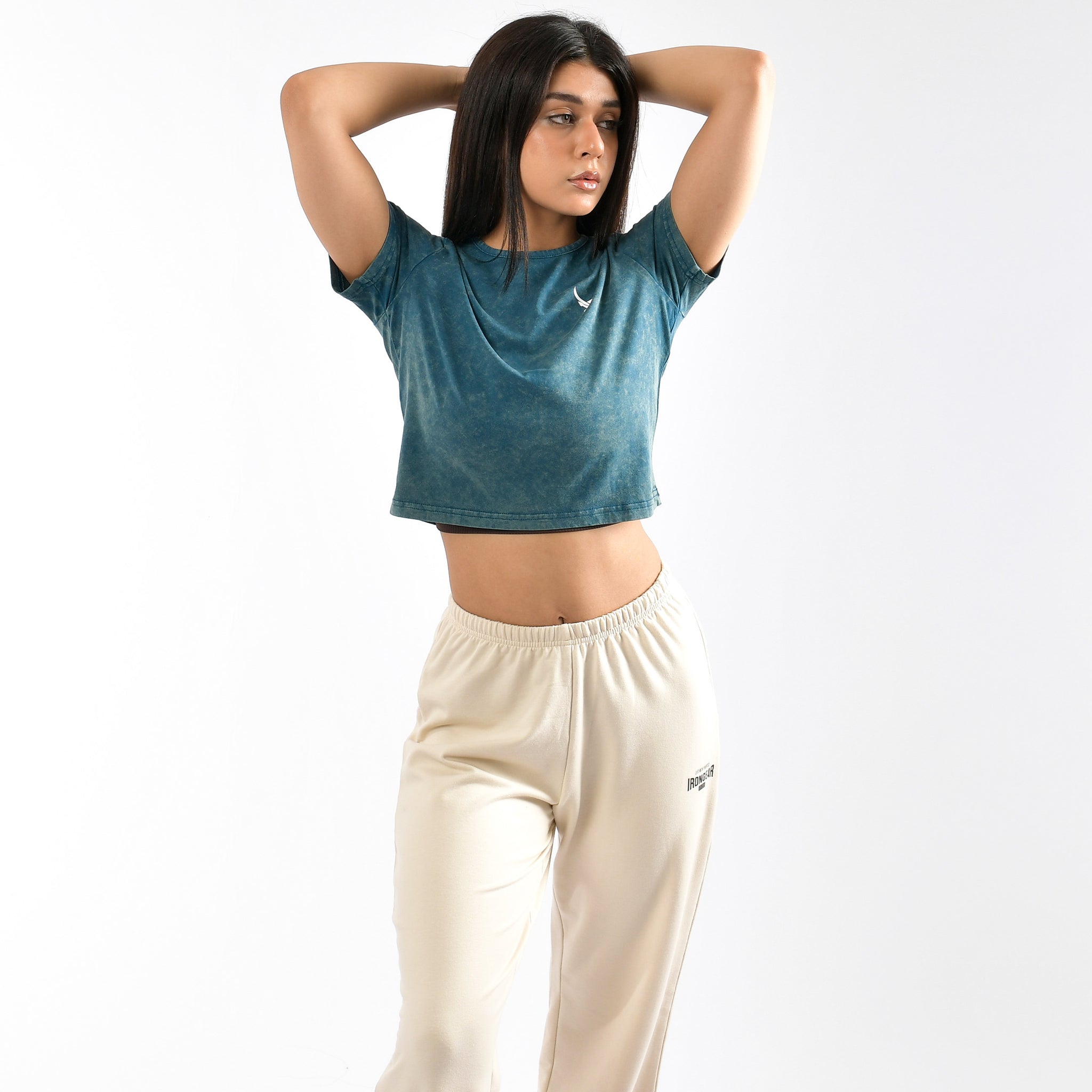 Kurzes Top mit Batikmuster und Stone Wash