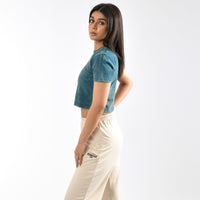 Kurzes Top mit Batikmuster und Stone Wash