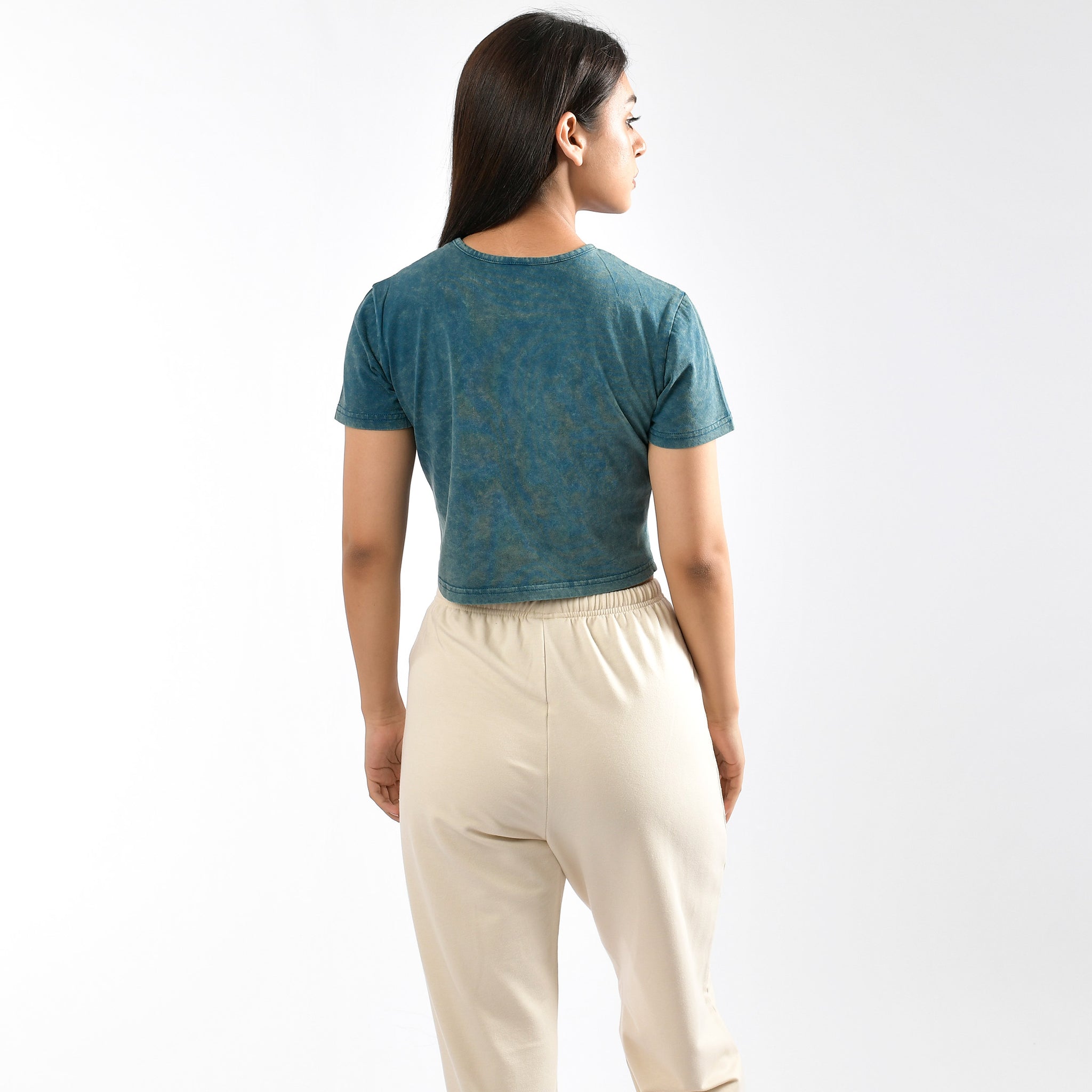 Kurzes Top mit Batikmuster und Stone Wash