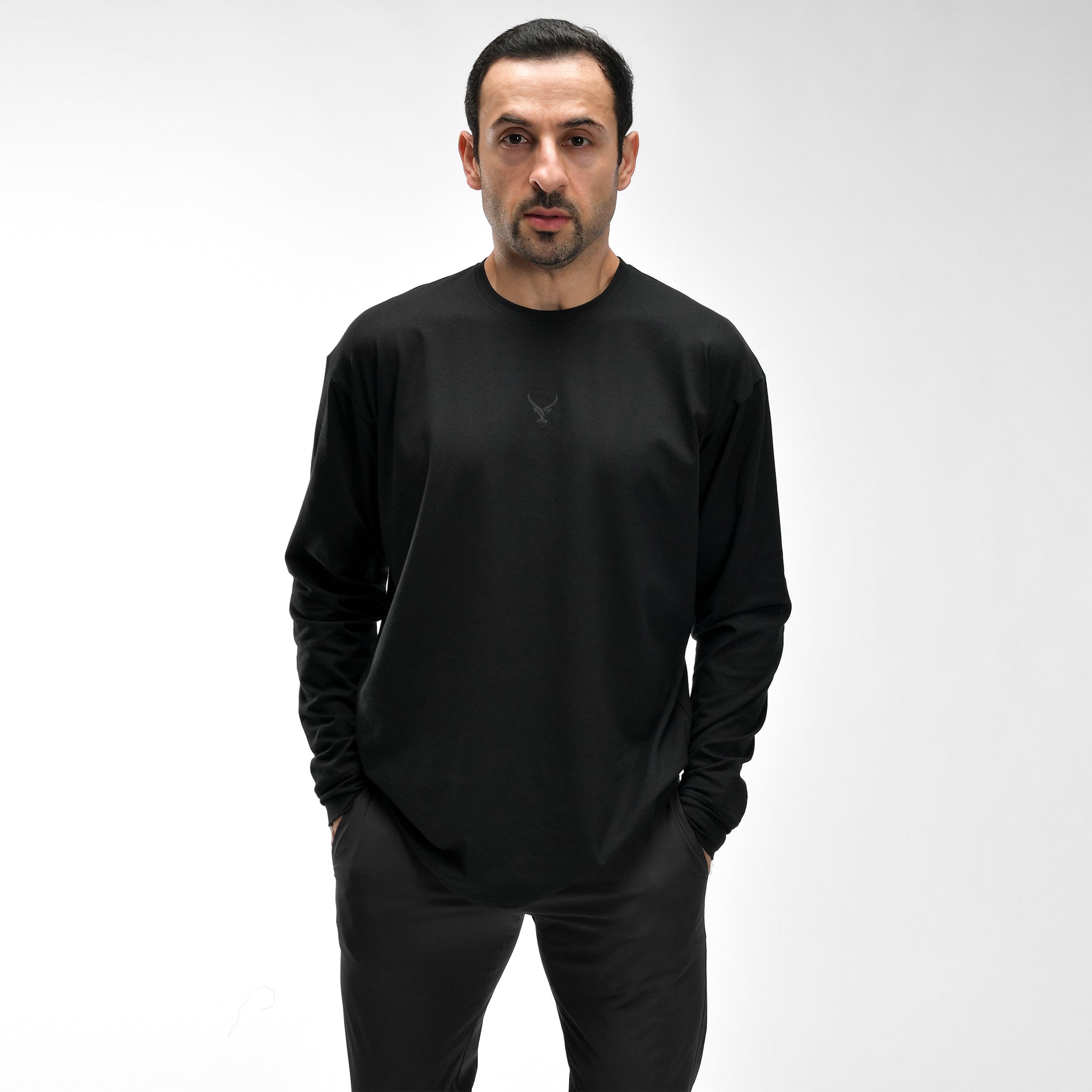 Stone Wash Langarm-T-Shirt