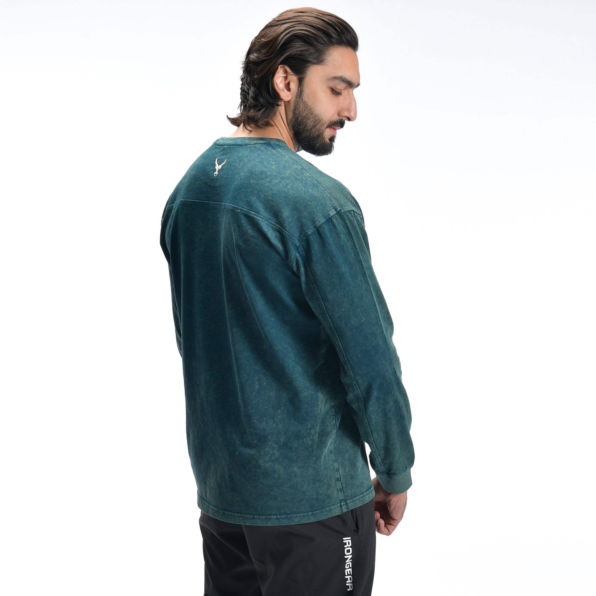 Stone Wash Langarm-T-Shirt
