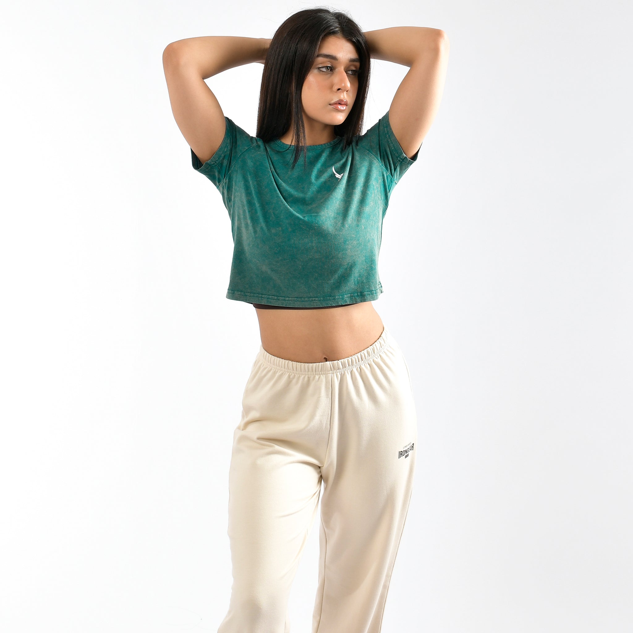 Top corto tie-dye effetto stone wash