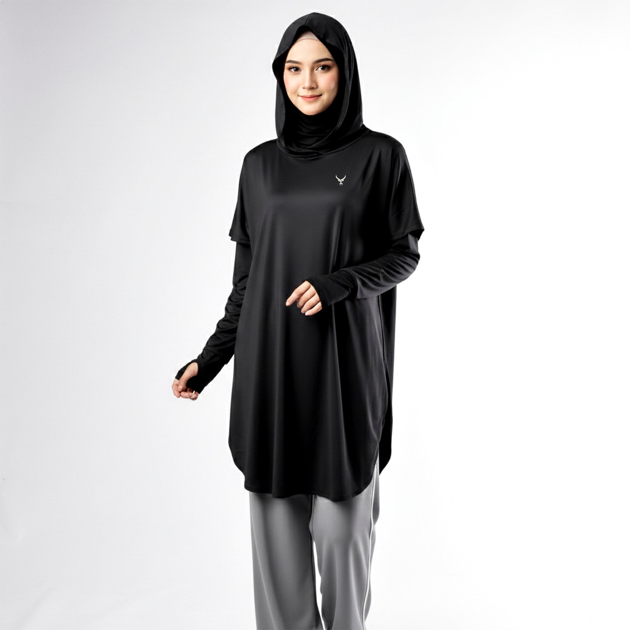 Active Abaya with Hoodie  (Full sleeves)