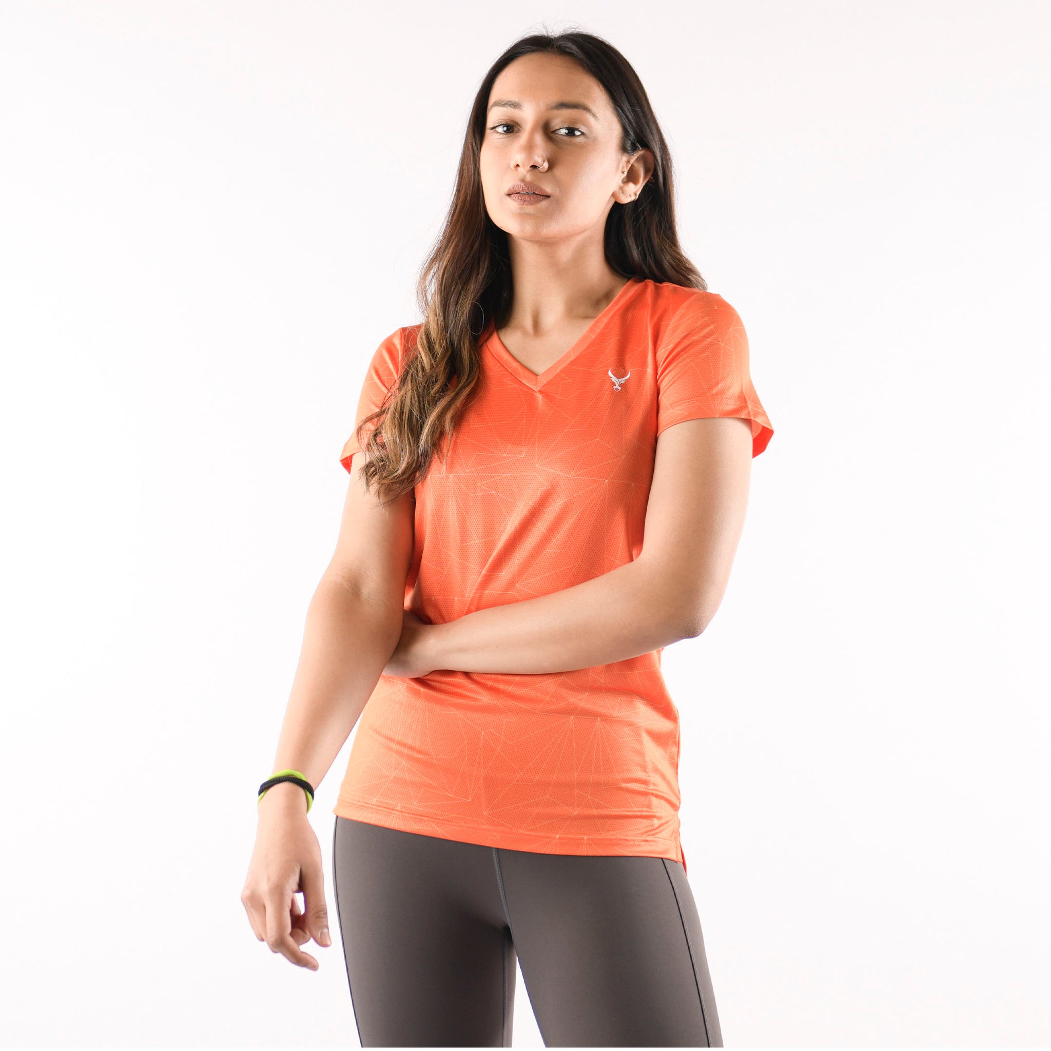 V-Ausschnitt Laser Orange für Damen